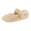 Zapatos de Felpa con Lazo Estilo Dulce para Mujer 2026 Invierno Versión Coreana Boca Baja Cálidos Zapatos de Algodón Zapatos Mary Jane