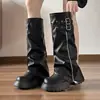 Botas de Pierna de Pantalón Cabeza Grande Chica Picante Mujer 2026 Suela Gruesa Aumentadoras de Altura Botas Largas Hasta la Rodilla Dulces Frescas High Top Botas de Jinete Petite
