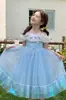 Vestido de Princesa de Tule para Meninas Verão 2026 Iridescente Elsa Vestido de Dia das Crianças Vestido de Bolo Vestido com Laço