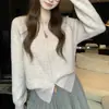 Jaqueta cardigã de tricô com zíper, listrada, color block, gola redonda, estilo casual coreano para mulheres, novidade outono 2026, para o dia a dia