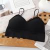 Novo Top Cropped com Alças Cruzadas Lindo nas Costas Roupa Externa Feminina Blusa de Base de Tricô Tubo com Bojo Top de Amarrar no Peito Roupa Íntima