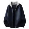 Comercio exterior transfronterizo ropa de hombre, estilo new old money, suéter con cuello, cárdigan de punto, doble cremallera, chaqueta suéter casual con bloques de color