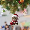 Navidad Creativa de Gato Lindo Decoraciones para Árbol de Navidad Navideño para el Hogar Colgante Plano Acrílico