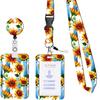Amazon Venta Caliente Floral Girasol Girasol Lanyard Tarjetero Hebilla ID Hebilla Fácil de Jalar Telescópico Set Fácil de Jalar