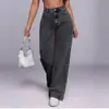 En Stock Vaqueros de Pierna Ancha de Moda Transfronteriza de Alta Calidad para Mujer, Ropa Popular de TikTok para Mujeres Europeas y Americanas