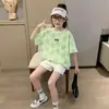 Camiseta de Manga Corta para Niña Ropa de Verano 2025 Nuevo Estilo Coreano Niños Delgada Moderna Tendencia Tops Ropa para Niños Tendencia