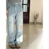 Jeans desgastados de moda para mujer para otoño 2026 con diseño de estrella, pierna ancha, corte holgado, adelgazantes, pantalones largos de pierna recta