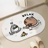 Alfombrilla absorbente de tierra de diatomeas dura de dibujos animados personalizada, alfombrilla de pie de secado rápido para baño, alfombrilla de pie antideslizante para entrada de baño y inodoro