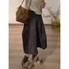 Saia midi evasê com estampa floral estilo coreano para mulheres, nova coleção outono 2026, cintura alta, corte solto, versátil