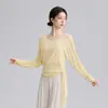 Otoño 2026 Nueva Ropa de Baile para Mujer Tencel Manga Larga Holgada Adelgazante Danza Moderna Ropa de Práctica Rima Corporal
