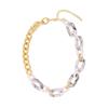Colar Feminino Oval Cinza Acrílico Metalizado Exagerado Assimétrico Transfronteiriço Especial Transfronteiriço de Guangzhou