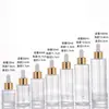 Botella gotero de vidrio transparente al por mayor para aceites esenciales, gran capacidad de 50 ml, botella dispensadora cosmética, portátil para viajes, botella vacía de vidrio