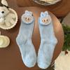 Meias de Pelúcia Fofas para Mulheres no Outono e Inverno, Meias Engraçadas Espessadas para Casais no Meio da Panturrilha, Meias para Chão de Casa, Meias de Dormir de Veludo Coral