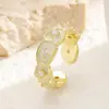 Anel Aberto Ajustável de Flor de Zircônia Colorida Estilo Ins de Luxo Leve Transfronteiriço Desenho Animado Anel para Dedo Indicador da Princesa para Mulheres Cobre
