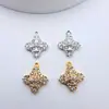 Colgante Flor Estrella de Cobre Chapado en Oro con Circonita Materiales para Manualidades DIY Accesorios Pulsera Collar Pendiente Joyería Colgante