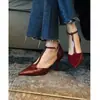 Zapatos de Salón Chuyuji de Charol con Tira en T y Punta Fina Tacón de Aguja Versátiles Tacones Altos Franceses Sandalias de Tira con Hebilla y Punta Cerrada para Mujer