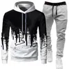 Conjunto Deportivo Casual con Capucha para Hombre Crazy Muscle con Estampado de Graffiti Corte Ajustado Moda Simple Transfronterizo Conjunto para Hombre