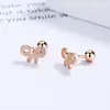 Brincos de Tarraxa Doce Laço Prata Esterlina 925 Simples Personalidade Versátil Osso da Cochlea Tarraxa Borboleta Joia para Orelha