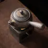 Calentador de Té de Cerámica Gruesa Dinastías Tang y Song, Calentador de Té Retro Hecho a Mano Estilo Japonés, Tetera de Cerámica, Juego de Té Kung Fu, Juego para Calentar Té