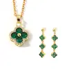 Collar Colgante Trébol de Cuatro Hojas Joyería Set de Pendientes Popular Lujo Nicho Versátil Flor Accesorio para la Clavícula