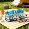 Bolsa de Maquillaje de Terciopelo con Estampado de Tiburones y Estrellas Marinas 2026, Bolsa con Cierre para Almacenamiento de Skincare de Viaje, Gran Capacidad, Pedido Mínimo 1 Pieza