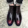 Zapatos de charol brillante de caña alta con punta fina, Zapatos de plataforma estilo británico con aumento de altura oculto, Zapatos de hombre con cremallera y remaches, Zapatos casuales de cuero para discoteca
