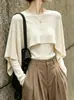 Elegante top de punto estilo coreano, una pieza moderna y única que no verás en todo el mundo, perfecto para otoño, con un elegante diseño tipo chal