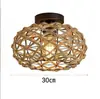 Luminária de Teto Rústica de Rattan Trançado à Mão com Corda de Cânhamo para Quarto de Fazenda, Corredor, Hall de Entrada, Iluminação de Teto da Cozinha