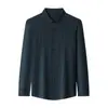 Camiseta de manga larga de primavera para hombre con cuello, ropa para hombres de mediana edad y mayores, top con bolsillo real, polo a rayas