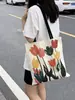 Bolsa de Lona com Grafite para Primavera e Verão para Mulheres, Grande Capacidade, Fresca e Artística, Bolsa de Viagem Versátil, Bolsa de Mão