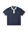Camisa Polo Casual de Punto Plano Jacquard Color-Block Cuello Suelto Moderna de Manga Corta Estilo Unisex Versátil