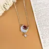 Collar Colgante de Estrella y Luna de Cristal Natural Plata de Ley S925 para Mujer con Acabado de Alta Gama Cadena para Clavícula de Granate Topacio Peridoto