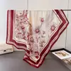 Bufanda Grande Cuadrada Nueva de Satén con Estampado de Margaritas, Chal de Viaje, Bufanda para el Cuello, Pañuelo para la Cabeza con Protección Solar, Bufanda para Mujer