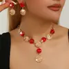 Conjunto Popular Retro Europeu e Americano de Colar e Brincos 2025 Verão Novo Estilo Círculo Feminino Acessórios Exagerados para Casamento T4252