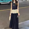 Conjunto de Falda de Moda para Mujer WZXSK 2026 Verano Nuevo Estilo Top sin Mangas tipo Patchwork Adelgazante y Falda para un Look Juvenil