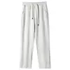 Pantalones deportivos de algodón chino premium, estilo primavera y otoño, unisex, color liso, corte holgado, pierna recta, bajos abiertos, pantalones casuales