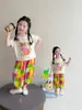 Conjunto de Verano con Mangas Cortas para Niña 2026 Nueva Moda Pantalones Anti-Mosquitos para Niña Pequeña Conjunto Casual de Dos Piezas para Niños