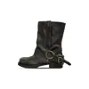 Botas de Motociclista Vintage Desgastadas com Solas Grossas Doces e Descoladas, Novo Design de Nicho Primavera 2026, Botas Curtas de Jeans de Luxo Leve para Mulheres