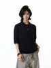 Camisa Polo Tricotada com Design de Nicho Retrô Americano Manga Curta Unissex Verão Tendência High Street Casual Tops