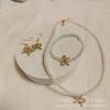 Conjunto de tres piezas de collar y pulsera con forma de gota de agua, estilo nicho, de lujo, con perlas de imitación y cuentas, estilo princesa con lazo y diseño sencillo para mujer.