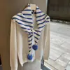 Cachecol de Tricô Listrado de Lã Versátil Moda Japonesa Novo Estilo Casal Xale Triângulo Quente Atacado para Mulheres