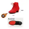 Nuevas botas de baile de invierno para mujer, suela suave, tela Oxford, zapatos de baile latino moderno, botas de tacón medio, suela suave, zapatos de baile cuadrado