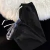 Jeans Feminino Grosso de Perna Reta com Forro de Lã Novo Estilo Outono/Inverno 2025 Petite Perna Larga Algodão Acolchoado Cintura Elástica Calças de Outono e Inverno