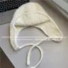 Chapéu de Lã Tricotado Estilo Coreano Inspirado na Atmosfera de Inverno para Mulheres, Chapéu Aviador Quente Protetor de Orelhas para Outono e Inverno, Chapéu Trapper de Esqui