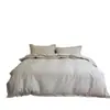 Estética de la Dinastía Song Clase A Juego de ropa de cama acolchada de algodón y lino estilo japonés con borde de volantes, ropa de cama de algodón lavado jacquard de color puro sin teñir