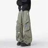 Jeans de Trabalho Bordado de Nicho Marca Moderna Masculina Casual Perna Reta Calças Longas Vintage Americano Multi-Bolsos Perna Larga Calças Foice