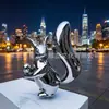 Escultura de Ardilla de Acero Inoxidable con Superficie de Espejo, Figura de Animal de Dibujos Animados, Instalación de Paisaje para Jardín al Aire Libre, Personalizable