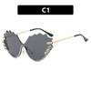 Gafas de sol irregulares con incrustaciones de diamantes 2024 nuevas gafas de sol para mujer cara grande que adelgazan las gafas de sol anti-ultravioleta forma cóncava