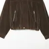 Comercio Exterior Transfronterizo Primavera y Otoño Nueva Moda Chaqueta Corta de Gamuza para Mujer con Cuello Alto, Mangas Largas, Plisada y Cremallera Corta