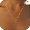Colar Amazon banhado a ouro pingente de cruz colar empilhado de camada dupla personalidade de nicho lateral Cruz de Diamante pescoço